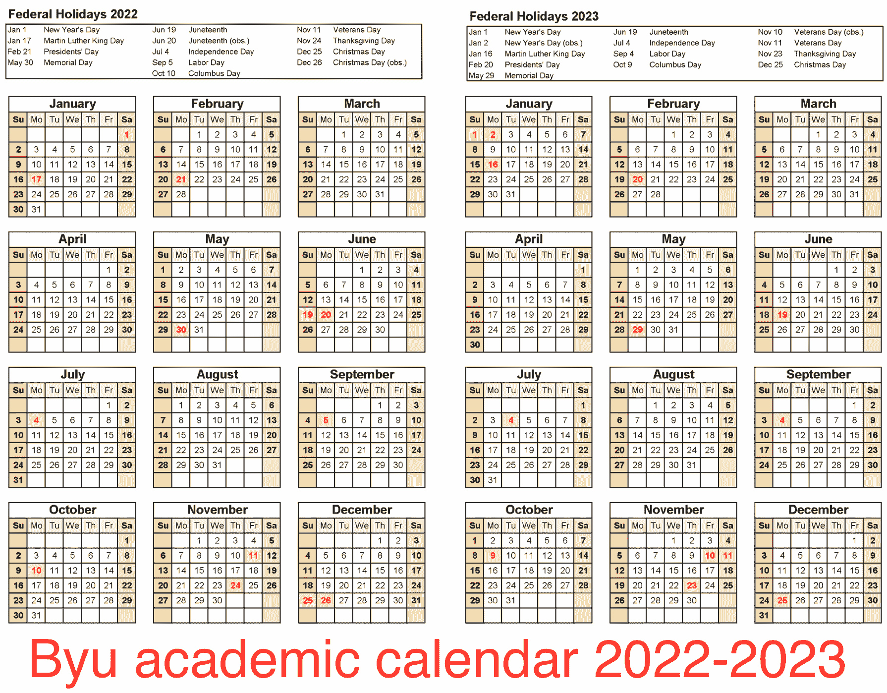 Byu Academic Calendar 2022 BYU Calendar 2023