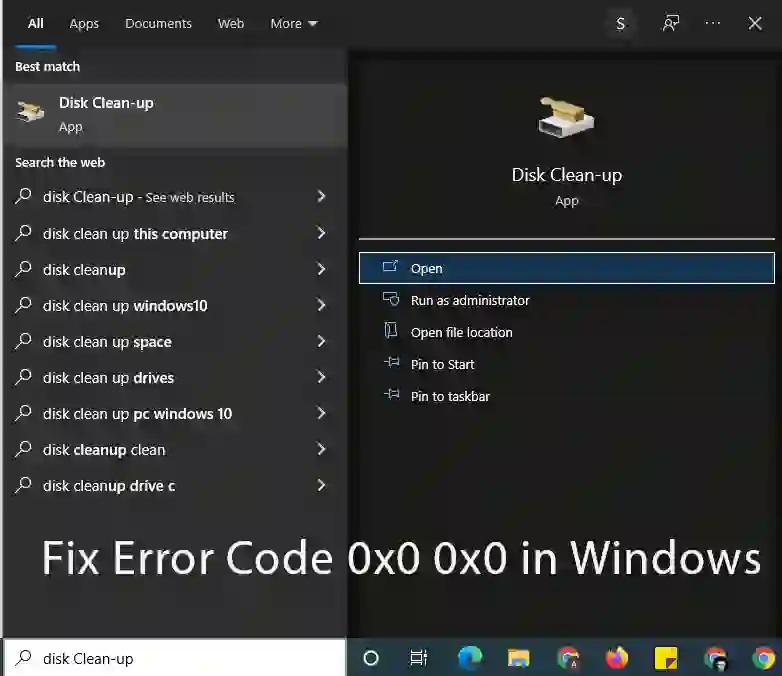 Fix Error Code 0x0 0x0 in Windows