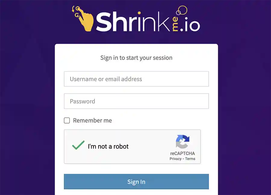 shrinkme.io login