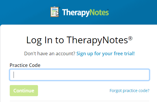 therapy notes login