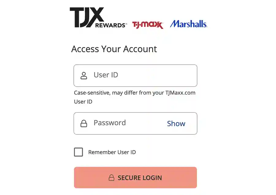 tjx credit card login