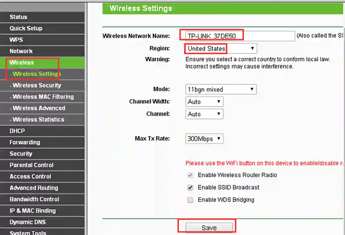 TP-Link network settings
