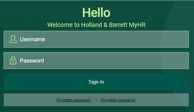 myhr holland and barrett login