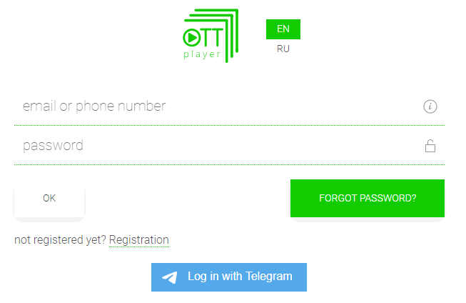 ott player login