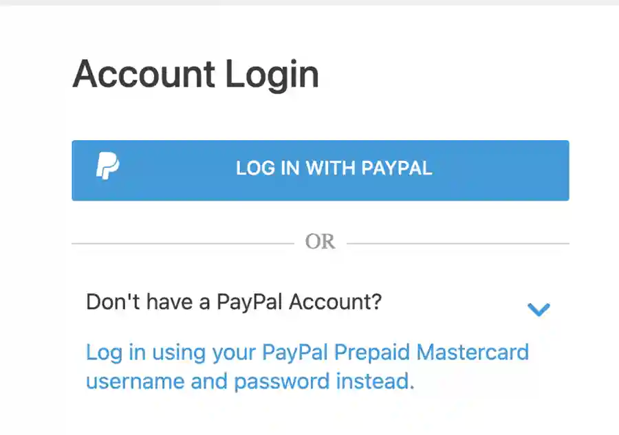 paypal prepaid login