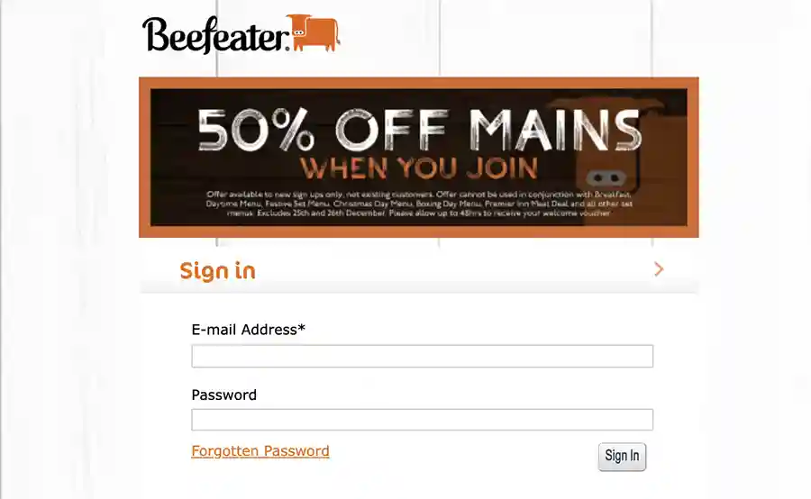 beefeater rewards login