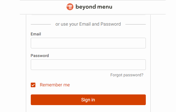 beyondmenu merchant login